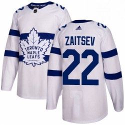 Youth Adidas Toronto Maple Leafs 22 Nikita Zaitsev Authentic White 2018 Stadium Series NHL Jersey 