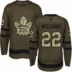 Youth Adidas Toronto Maple Leafs 22 Tiger Williams Authentic Green Salute to Service NHL Jersey 