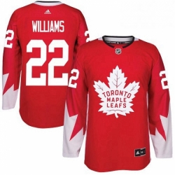 Youth Adidas Toronto Maple Leafs 22 Tiger Williams Authentic Red Alternate NHL Jersey 