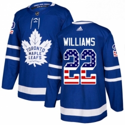 Youth Adidas Toronto Maple Leafs 22 Tiger Williams Authentic Royal Blue USA Flag Fashion NHL Jersey 
