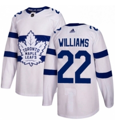 Youth Adidas Toronto Maple Leafs 22 Tiger Williams Authentic White 2018 Stadium Series NHL Jersey 