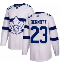 Youth Adidas Toronto Maple Leafs 23 Travis Dermott Authentic White 2018 Stadium Series NHL Jersey 