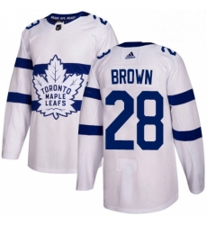 Youth Adidas Toronto Maple Leafs 28 Connor Brown Authentic White 2018 Stadium Series NHL Jersey 