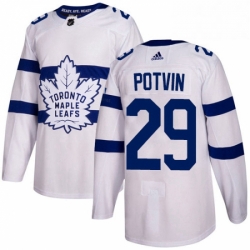 Youth Adidas Toronto Maple Leafs 29 Felix Potvin Authentic White 2018 Stadium Series NHL Jersey 