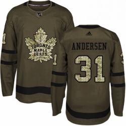 Youth Adidas Toronto Maple Leafs 31 Frederik Andersen Authentic Green Salute to Service NHL Jersey 
