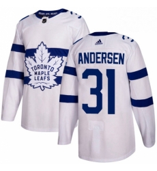 Youth Adidas Toronto Maple Leafs 31 Frederik Andersen Authentic White 2018 Stadium Series NHL Jersey 