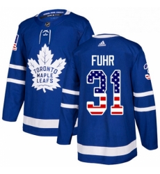 Youth Adidas Toronto Maple Leafs 31 Grant Fuhr Authentic Royal Blue USA Flag Fashion NHL Jersey 
