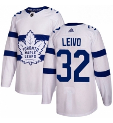 Youth Adidas Toronto Maple Leafs 32 Josh Leivo Authentic White 2018 Stadium Series NHL Jersey 