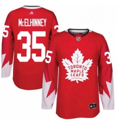 Youth Adidas Toronto Maple Leafs 35 Curtis McElhinney Authentic Red Alternate NHL Jersey 