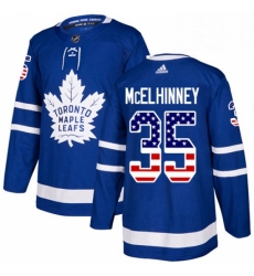Youth Adidas Toronto Maple Leafs 35 Curtis McElhinney Authentic Royal Blue USA Flag Fashion NHL Jersey 