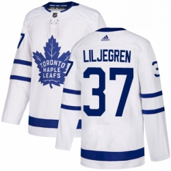 Youth Adidas Toronto Maple Leafs 37 Timothy Liljegren Authentic White Away NHL Jersey 