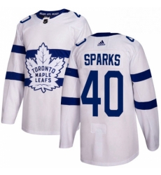 Youth Adidas Toronto Maple Leafs 40 Garret Sparks Authentic White 2018 Stadium Series NHL Jersey 