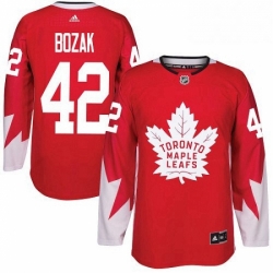 Youth Adidas Toronto Maple Leafs 42 Tyler Bozak Authentic Red Alternate NHL Jersey 