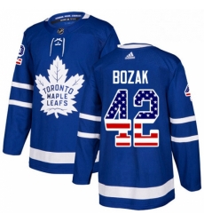 Youth Adidas Toronto Maple Leafs 42 Tyler Bozak Authentic Royal Blue USA Flag Fashion NHL Jersey 