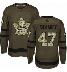 Youth Adidas Toronto Maple Leafs 47 Leo Komarov Authentic Green Salute to Service NHL Jersey 