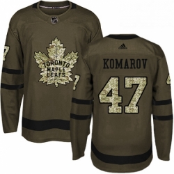 Youth Adidas Toronto Maple Leafs 47 Leo Komarov Authentic Green Salute to Service NHL Jersey 