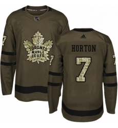 Youth Adidas Toronto Maple Leafs 7 Tim Horton Authentic Green Salute to Service NHL Jersey 