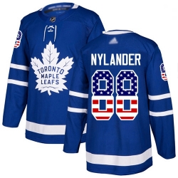 Youth Maple Leafs 88 William Nylander Blue Home Authentic USA Flag Stitched Hockey Jersey