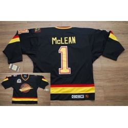 Canucks #1 Kirk Mclean Stitched Black CCM Throwback Vintage NHL Jersey