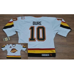 Canucks #10 Pavel Bure Stitched White CCM Throwback Vintage NHL Jersey