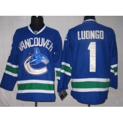 Hockey Jerseys Vancouver Canucks 1 Roberto Luongo BLUE