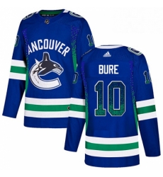 Mens Adidas Vancouver Canucks 10 Pavel Bure Authentic Blue Drift Fashion NHL Jersey 