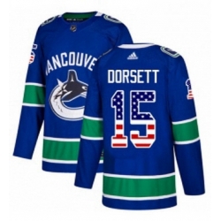 Mens Adidas Vancouver Canucks 15 Derek Dorsett Authentic Blue USA Flag Fashion NHL Jersey 