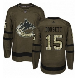 Mens Adidas Vancouver Canucks 15 Derek Dorsett Authentic Green Salute to Service NHL Jersey 