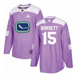 Mens Adidas Vancouver Canucks 15 Derek Dorsett Authentic Purple Fights Cancer Practice NHL Jersey 