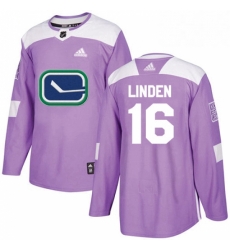 Mens Adidas Vancouver Canucks 16 Trevor Linden Authentic Purple Fights Cancer Practice NHL Jersey 