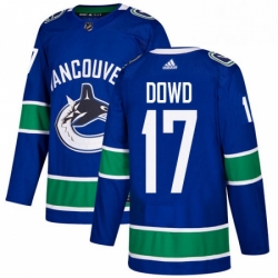 Mens Adidas Vancouver Canucks 17 Nic Dowd Authentic Blue Home NHL Jersey 