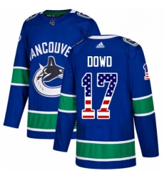 Mens Adidas Vancouver Canucks 17 Nic Dowd Authentic Blue USA Flag Fashion NHL Jersey 