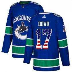 Mens Adidas Vancouver Canucks 17 Nic Dowd Authentic Blue USA Flag Fashion NHL Jersey 