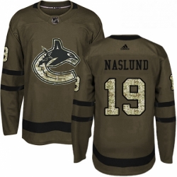 Mens Adidas Vancouver Canucks 19 Markus Naslund Premier Green Salute to Service NHL Jersey 