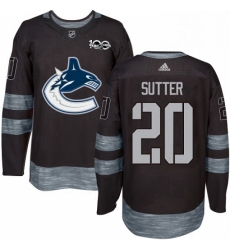 Mens Adidas Vancouver Canucks 20 Brandon Sutter Authentic Black 1917 2017 100th Anniversary NHL Jersey 
