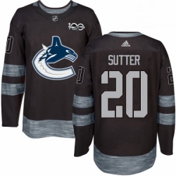 Mens Adidas Vancouver Canucks 20 Brandon Sutter Authentic Black 1917 2017 100th Anniversary NHL Jersey 