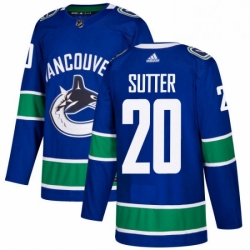 Mens Adidas Vancouver Canucks 20 Brandon Sutter Authentic Blue Home NHL Jersey 