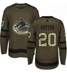 Mens Adidas Vancouver Canucks 20 Brandon Sutter Premier Green Salute to Service NHL Jersey 