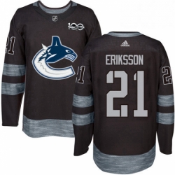 Mens Adidas Vancouver Canucks 21 Loui Eriksson Authentic Black 1917 2017 100th Anniversary NHL Jersey 