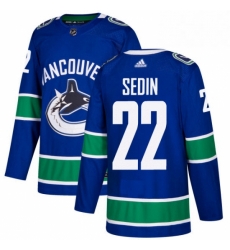 Mens Adidas Vancouver Canucks 22 Daniel Sedin Premier Blue Home NHL Jersey 