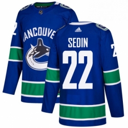 Mens Adidas Vancouver Canucks 22 Daniel Sedin Premier Blue Home NHL Jersey 