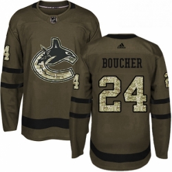 Mens Adidas Vancouver Canucks 24 Reid Boucher Authentic Green Salute to Service NHL Jersey 