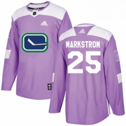 Mens Adidas Vancouver Canucks 25 Jacob Markstrom Authentic Purple Fights Cancer Practice NHL Jersey 