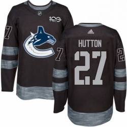 Mens Adidas Vancouver Canucks 27 Ben Hutton Authentic Black 1917 2017 100th Anniversary NHL Jersey 