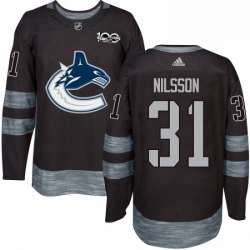 Mens Adidas Vancouver Canucks 31 Anders Nilsson Authentic Black 1917 2017 100th Anniversary NHL Jersey 