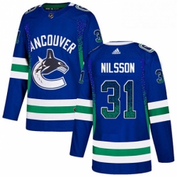 Mens Adidas Vancouver Canucks 31 Anders Nilsson Authentic Blue Drift Fashion NHL Jersey 
