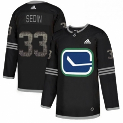 Mens Adidas Vancouver Canucks 33 Henrik Sedin Black 1 Authentic Classic Stitched NHL Jersey 