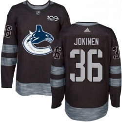 Mens Adidas Vancouver Canucks 36 Jussi Jokinen Authentic Black 1917 2017 100th Anniversary NHL Jerse