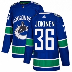 Mens Adidas Vancouver Canucks 36 Jussi Jokinen Authentic Blue Home NHL Jerse