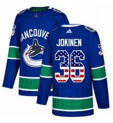 Mens Adidas Vancouver Canucks 36 Jussi Jokinen Authentic Blue USA Flag Fashion NHL Jerse